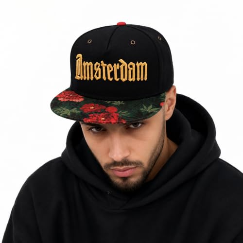 Image of VRITRAZ Comfortable Polyester 3D Printed Hip Hop Cap for Men & Women | Adjustable Snapback Closure Flat Brim Baseball Hat | Lightweight Urban Streetwear Headwear for Dance, Skateboarding, Gym, Sports