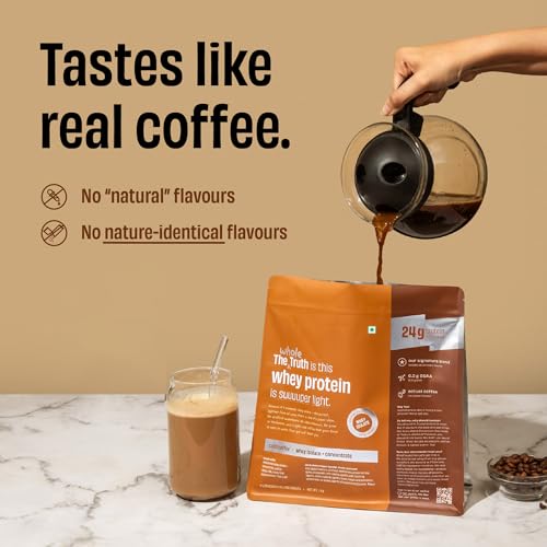 Image of The Whole Truth Whey Protein Isolate+Concentrate | Cold Coffee 1 kg (2.2 lbs) | 24g Protein per scoop | 6.4g BCAA | No Adulteration | Clean, Light & Easy to Digest | Vegetarian