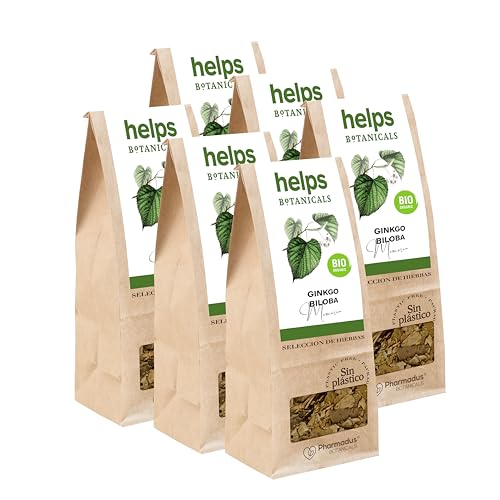 HELPS INFUSIONES - Infusión De Ginkgo Biloba. Té De Ginkgo Biloba ECO A Granel. Favorece La Circulación Y La Memoria. Bolsa A Granel De 50 Gramos. Pack de 6.