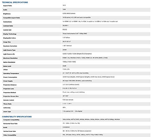 image for Optoma EH412 1080P HDR DLP Professional Projector | Super Bright 4500 