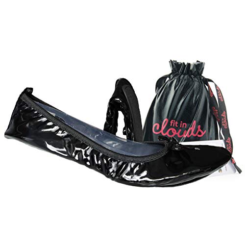 Women's Patent Style Foldable Portable Ballet Flats Shoes - Travel Wedding Foldup Slip On in a Carry Pouch2