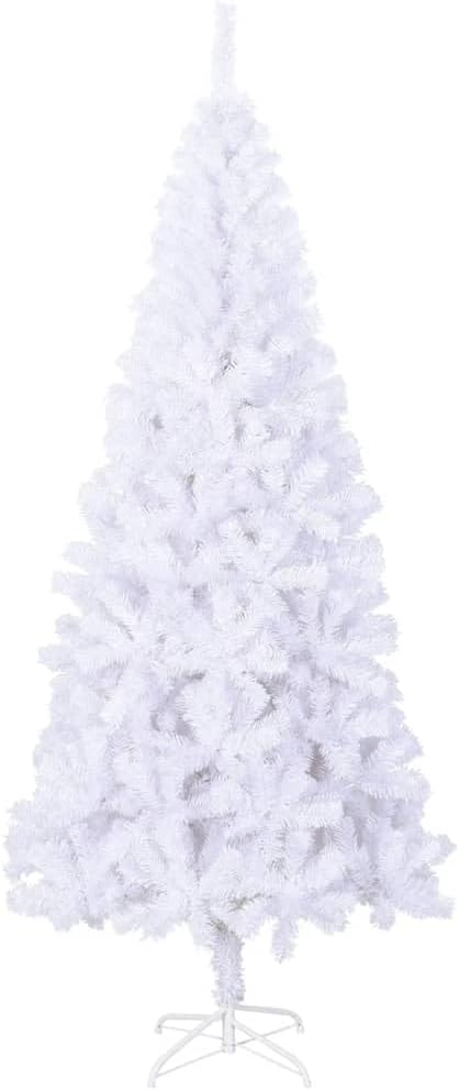 vidaXL Artificial Christmas Tree with Metal Stand, 6 ft Realistic White PVC, Durable & Economical Xmas Decor for Indoor/Outdoor, Easy-Assembly Holiday Decoration, Without Ornaments