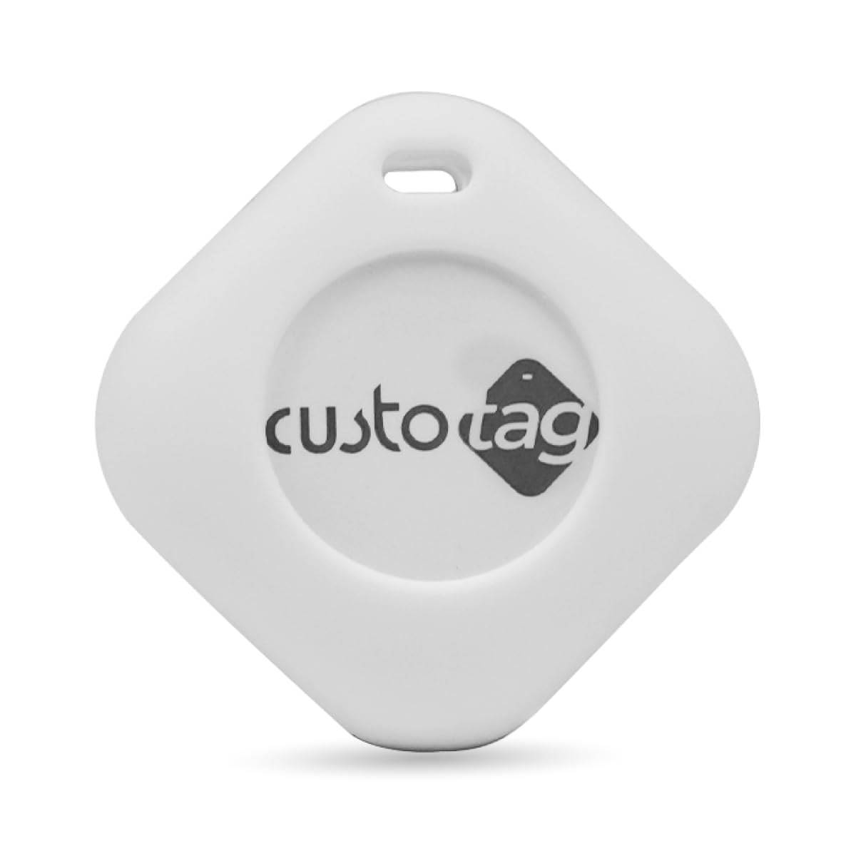CustoTag Item Finder for iOS | Compatible with Find My | Loud 90dB Alert | Item Sharing | 1 Year Battery | Free Case | Locate Keys, Luggage, Pets, Valuables | No SIM Needed (White)