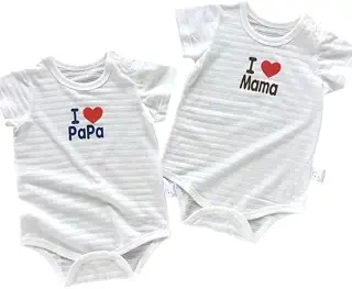 ☆２枚セット☆ アイラブパパママ ロンパース 春〜秋・夏用 肌着 綿100％ 半袖 60cm〜70cm ベビー服 スナップボタン付き