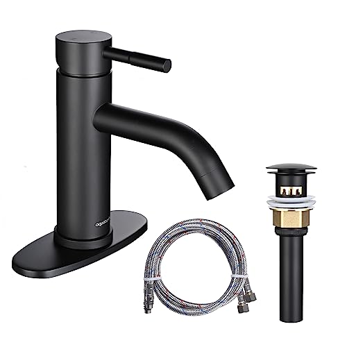 Aquaterior Matte Black Single Handle Bathroom Vessel Faucet Mixer Tap With Pop-Up Drain Deck Mount 1 Hole Or 3 Holes (Cupc Nsf Cec) #TOP11