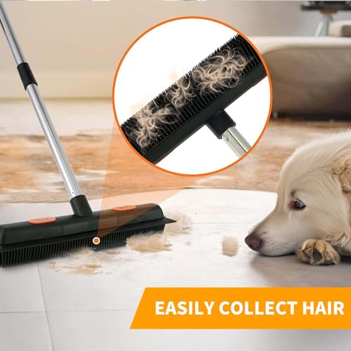 Gummibesen mit Stiel - 134 cm Silikonbesen für Innen und Außen mit Abzieher, Ideal zum Entfernen von Tierhaaren (Hunde & Katzen) von Teppichen, Fenstern, Fliesen und Hartholzböden – Bild 6