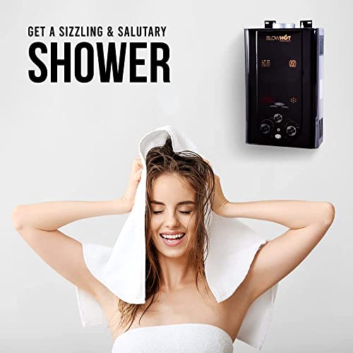 Image of BLOWHOT 6 Litres Gas Geyser, Auto CUT-OFF LPG Gas Water Heater Geyser, Low Gas Consumption, 1 Year General Warranty and 2 Years Warranty On Heat Exchanger (ISI Marked) Black