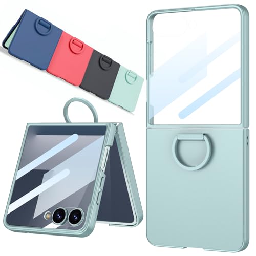 Coque Galaxy Z Flip 7 avec anneau support béquille intégrée et protection écran - Vert