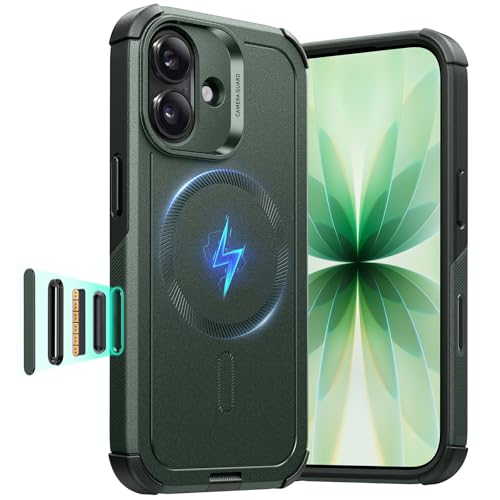 ESR for iPhone 17 Case, 7X Military-Grade Drop Protection, Shock-Absorbing Rugged Cover with Camera Control Button, MagSafe Accessories Compatible, Cyber Series, Olive Green