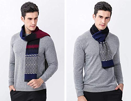 Bufanda de invierno para hombre estilo vintage con estampado plaid selecto 3