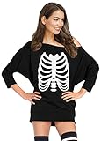 For G and PL Damen Halloween Party Shirt Schulterfrei 3/4 Arm Lustige Tunika S