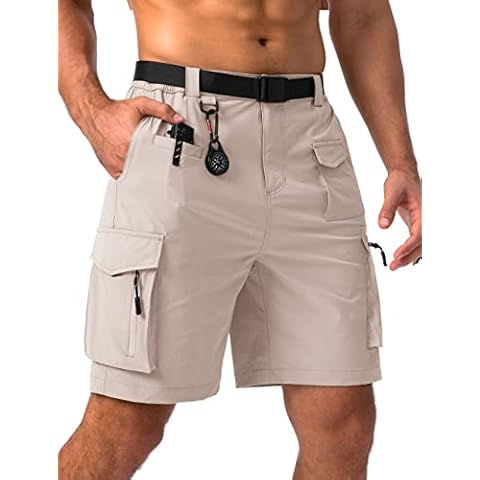 Viodia Men's Hiking Cargo Shorts Stretch Tactical Shorts for Men with 8 Pockets Quick Dry Lightweight Shorts for Work Fishing, Light Khaki, Small Cover