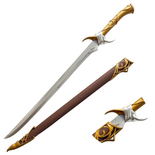 Flash Medieval Replica Sword Knight Drizzt DoUrden Sword with Sheath Cast Stainless Steel Cosplay Collectible Sword for Fans not Sharp 39 in