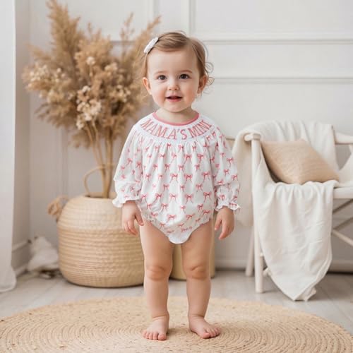Newborn Baby Girl Romper Clothes Embroidery Long Sleeve Pleated Smock Bubble Jumpsuit Bodysuit Fall Winter Outfits2