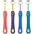 umorismo 4 Pcs 3 Sided Dog Toothbrush Soft Dog Cat Tooth Cleaning Brush Silicone Handle Pet Dog Toothbrush Deep Clean for Dogs Cats Puppy Cleaning Mouth
