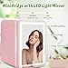 VNIMTI Mini Skincare Fridge 4 Liter/6 Cans, Portable Cosmetic Fridges with Makeup Mirror, Cooler & Warmer, AC & DC, Small Refrigerator for Bedroom, Car, Office, Outdoor (Pink - 4L)