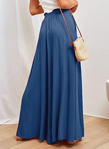 Image of Dokotoo Pants for Women Casual Elastic Waist Wide Leg Pants with Pockets