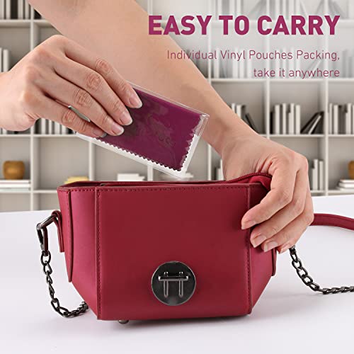 Reusable Microfiber Lens Cleaning Cloth, Larger Size 8"X7" In Individual Vinyl Pouches, Safe For All Glasses And Screens (Purple - 6 Pack) #TOP6