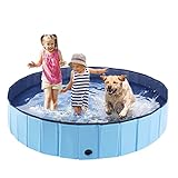 Eooqi Foldable Dog Bath Swimming Pool Plastic Kiddie Pool Portable Tub Collapsible Grooming Bathtub
