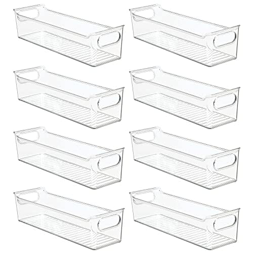 mDesign Slim Plastic Kitchen Storage Container Bins with Handles