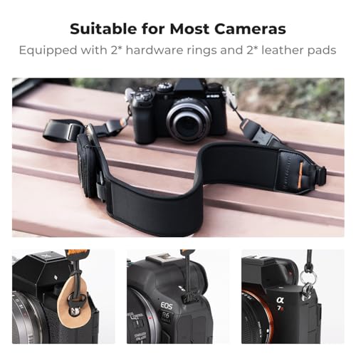 K&F CONCEPT Kameragurt, Professioneller Breit Kamera Gurt, Verstellbarer Kamera Schultergurt 109-133 CM für SLR DSLR Spiegelreflexkameras, Camera Strap mit Abnehmbare Reißverschlusstasche