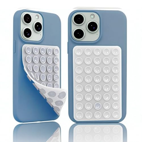 AzureRay Ventosas para Movil, 2 Piezas Ventosa Movil de Silicona Portátil Copa de Succión Doble Cara Fuerte, Reutilizable para Casa, Oficina y Coche(Blanco)