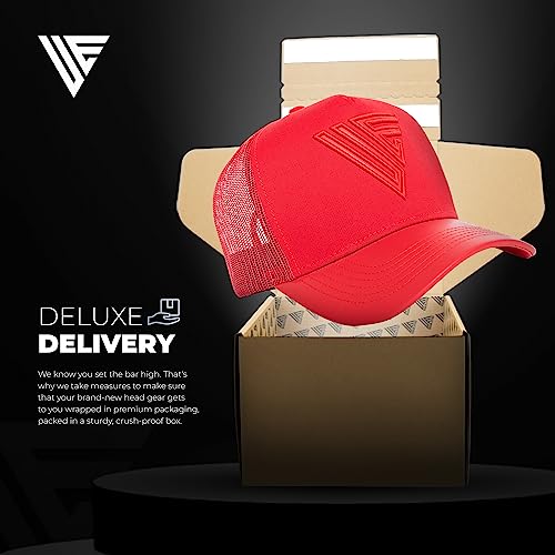 Image of Urban Effort Mesh Back Cap - for Men Baseball Hat 5-Panel Trucker Hat Snapback Closure for Outdoors (Trucker Hat, Red)