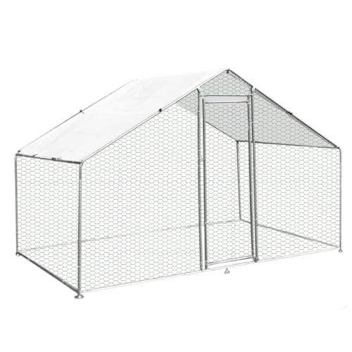Enclos Poulailler Extérieur 3mx2mx2m Acier Galvanisé - Elevage en Plein Air Volière Volaille Cage Animal Chien Lapin Canard - Système Verrouillable [2 Bâches de Toit & Pelle de Fourrage GRATUITES]
