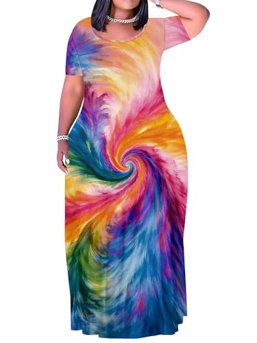 Image of Plus Size Maxi Dresses for Curvy Women T-Shirt Summer Sun Dresses Loose Fit