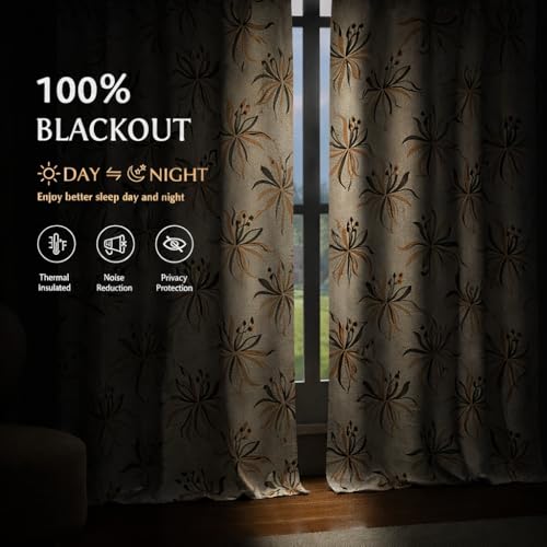 Image of STITCHNEST 'Whispering Gardens Series' Premium Heavy Polyester 100% Blackout Curtains 7 Feet Long Set of 2 | Door Curtain 7 Feet x 4 Feet | Perfect for Home Decor