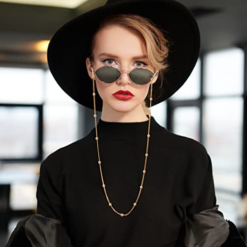 ONESING 4 Pcs Eyeglass Chains for Women Eyeglasses String Holder Glasses Strap Eyewear Chain Glasses Cord Lanyard Elegant Eyewear Retainer Chain (Black, Silver, Gold)