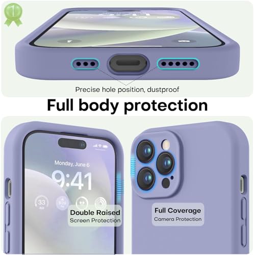 Image of LOVE 3000 Designed for iPhone 14 Pro Case, Premium Silicone with [Soft Anti-Scratch Microfiber Lining] Shockproof Protective Phone Case for Men Women Girls 6.1 inch, Lavender Grey