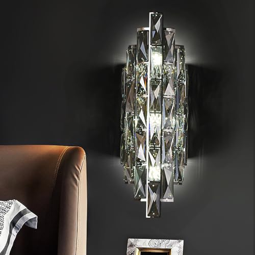 Kaiyuan Crystal Modern Wall Sconces, Smoky Gray Wall Light Fixture