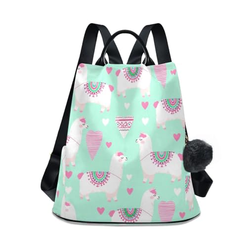 Sac à dos lamas blancs pour femme avec fermeture éclair antivol et grande capacité