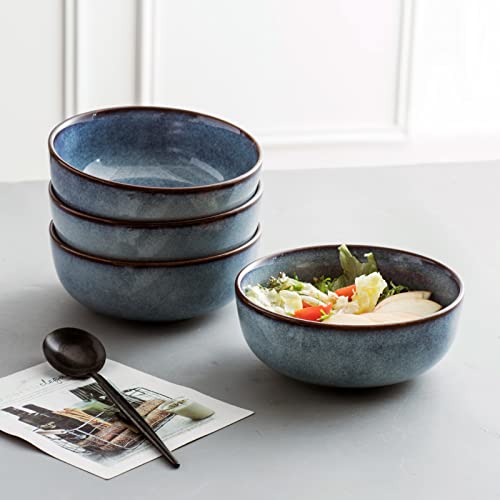 Unicasa Ceramic Cereal Bowl Set - Big Salad Bowls Pasta, Rice, Soup 25 Ounces - Porcelain Ramen Bowls, Large Serving Dishes Bowls For Dinner, Microwave And Dishwasher Safe (Blue) #TOP1