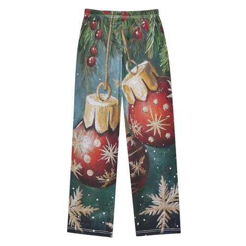 Christmas Ball Spruce Branch Boys Long Pants Soft Trousers Elastic Waist Kids Lounge Bottoms with Pockets S-XL2