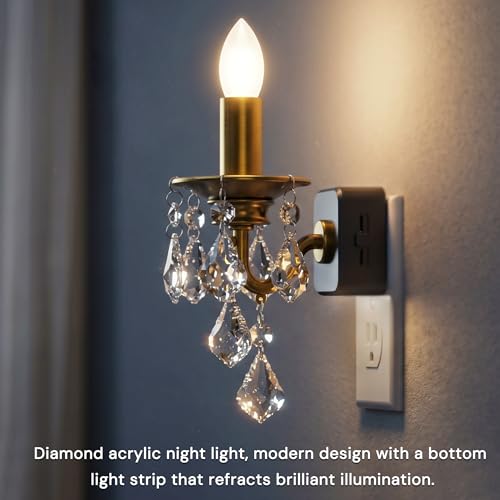 L LOHAS LED Flameless Candle Night Light, 2 Pack Night Lights Plug into Wall, Chandelier Night Light with Light Sensor, 0-100LM Dimmable Nightlight, Vintage Decorative Night Lights for Dinning Room by L LOHAS LED - Used condition - Image 7