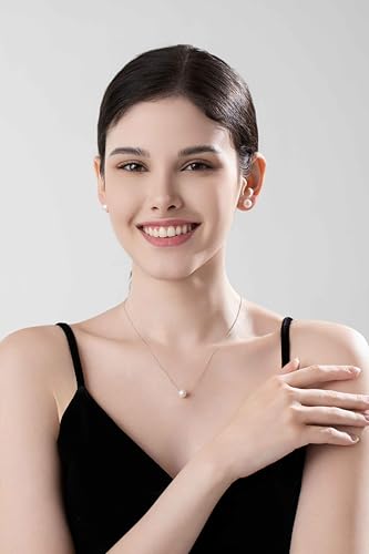 freshwater pearl necklace，silver pearl necklace jewelry，18 + 2 Inch Adjustable 925 silver Chain， white pearl necklace for women Preferred Token3
