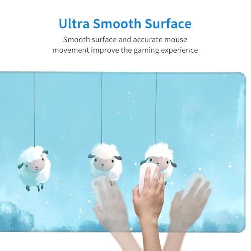 Image of Sheep Animal Cute Extended Gaming Mouse Pad, with Stitched Edges Large Mouse Pad Desk Protector, Rubber Base Mousepad Keyboard Mouses Mat for Work Game Office Home- 32 inch X 12 inch Inch