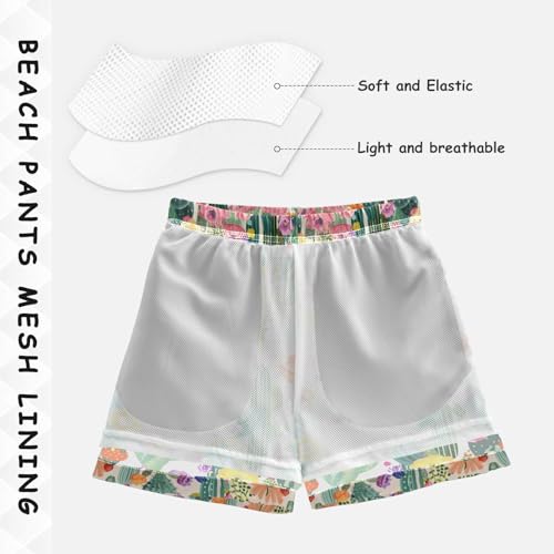 ALAZA Cactus Blossom Leaf Flower Boys Quick Dry Beach Board Shorts Kids Swim Trunks Bathing Suit Swimsuit4