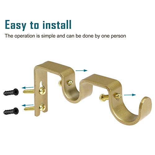 Augiimor 3Pcs Gold Curtain Rod Bracket, Heavy Duty Double Curtain Rod Hanging Brackets Wall Mount, Drapery Rod Bracket, Adjustable Curtain Rod Holders For Window, Home Curtain Rods (Gold) #TOP1