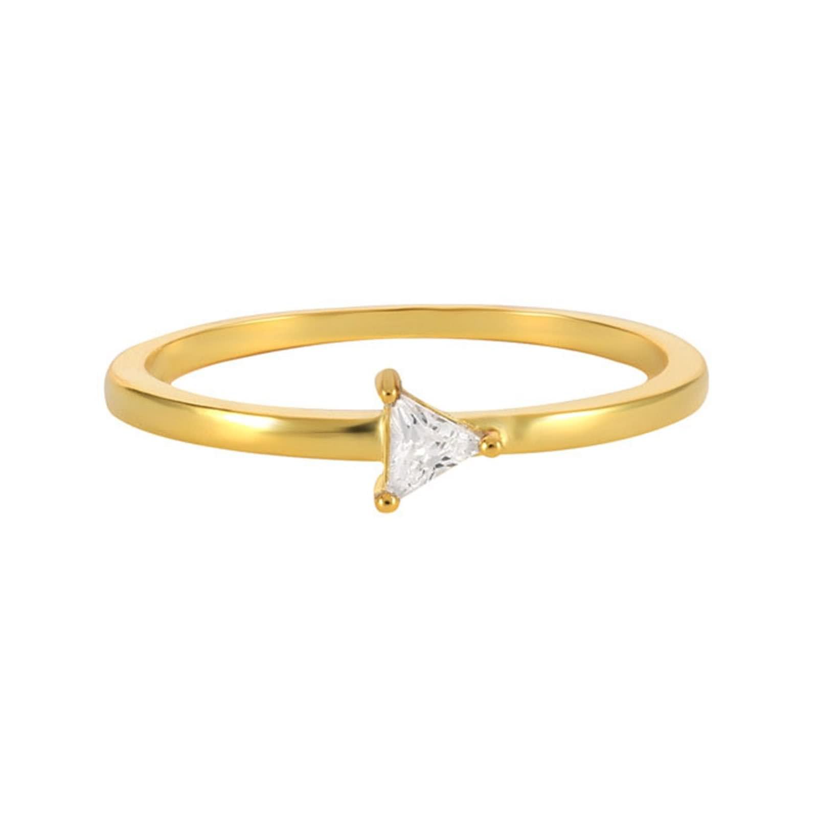 Alianzas de boda modernas, anillo de mujer vintage redondo con moissanita en forma de triángulo blanco oro amarillo 9 K/14 K