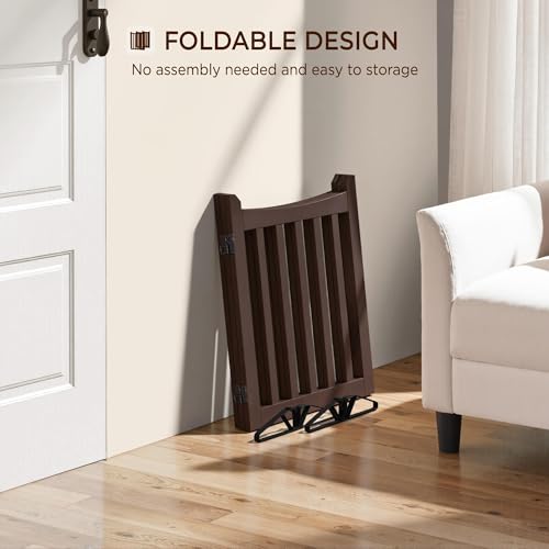 Image of Yaheetech Freestanding Wooden Dog Gate, 3-Panel 24in H Pet Barrier Espresso