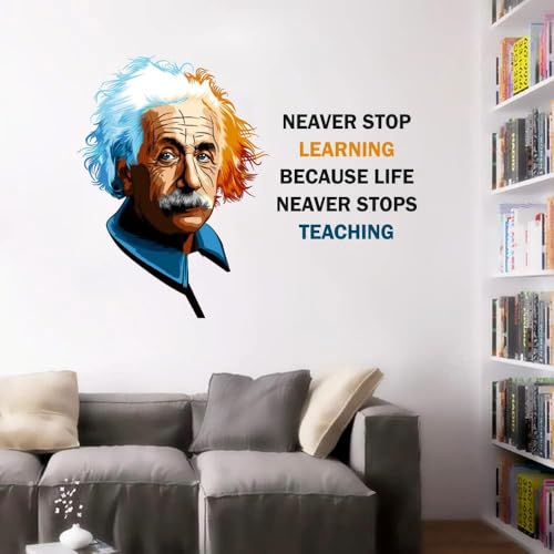 Image of Albert Einstein The True Quote Office - Inspirational - Motivational - Quotes - Wall Sticker for Kids Room, Living Room, School, Library (Size - 66CM X 78CM)