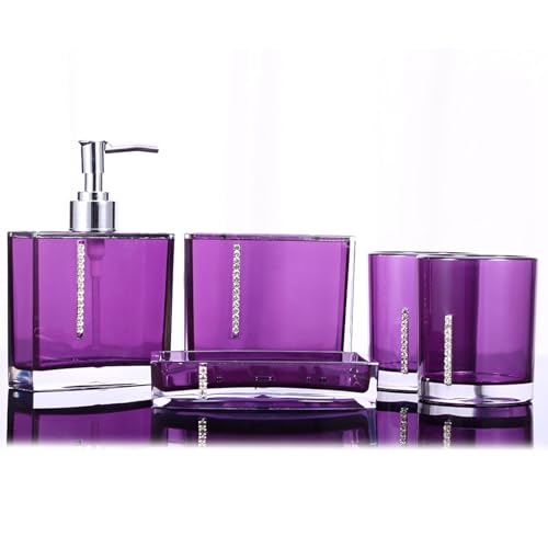 Dioche Ensemble Accessoires Salle de Bain, 5 Pièce/Ensemble Violet Accessoires de Salle de Bain en...