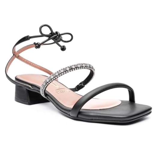 Sandália Vizzano Salto Baixo Tira Strass Feminina - Preto - 40
