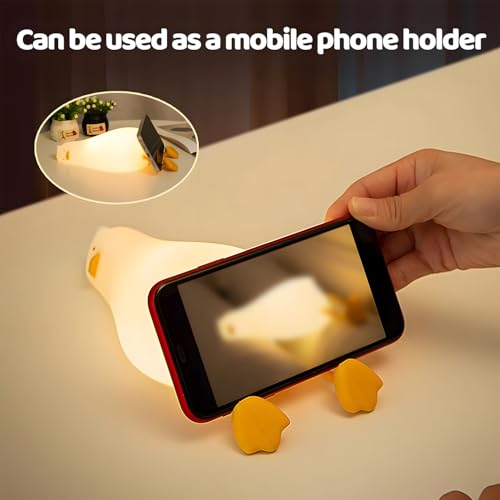 Image of Rytinazzz Silicone Night Light for Kids, 50H Long Battery Duck Lamp (Lying), Gift for Kids, Soft Dimmable Bedside Light, Rechargeable Tap Control