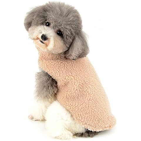 Ranphy Sherpa-Vlies Hunde Kleidung für Kleine Hunde Winter Aufgefüllte Haustier Mantel Weste Jacke Winddicht Kapuzenjacke Thermo Hundewelpen Yorkshire Terrier dackel Weihnachten kostüm Braun XL Cover