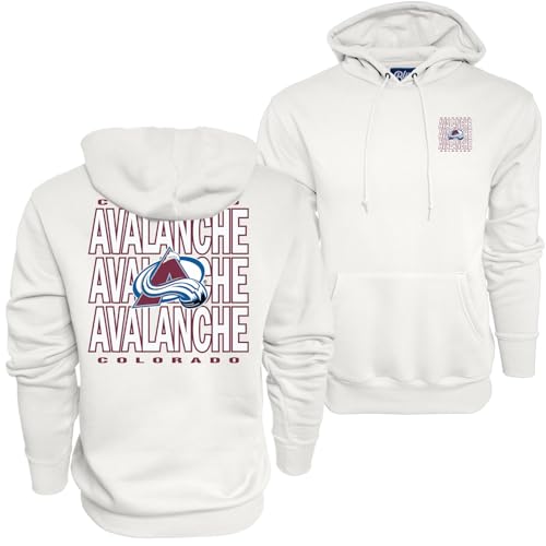Blue 84 Standard NHL Officially Licensed Hooded Sweatshirt Front/Back Curl White