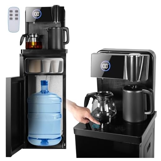 Multifuncional Móvil Nuevo Dispensador de Agua, con Garrafón Oculto y Taquilla, Pantalla Táctil Totalmente Automática Función de Refrigeración y Calefacción para El Hogar Oficina Café Bar Dormitorio